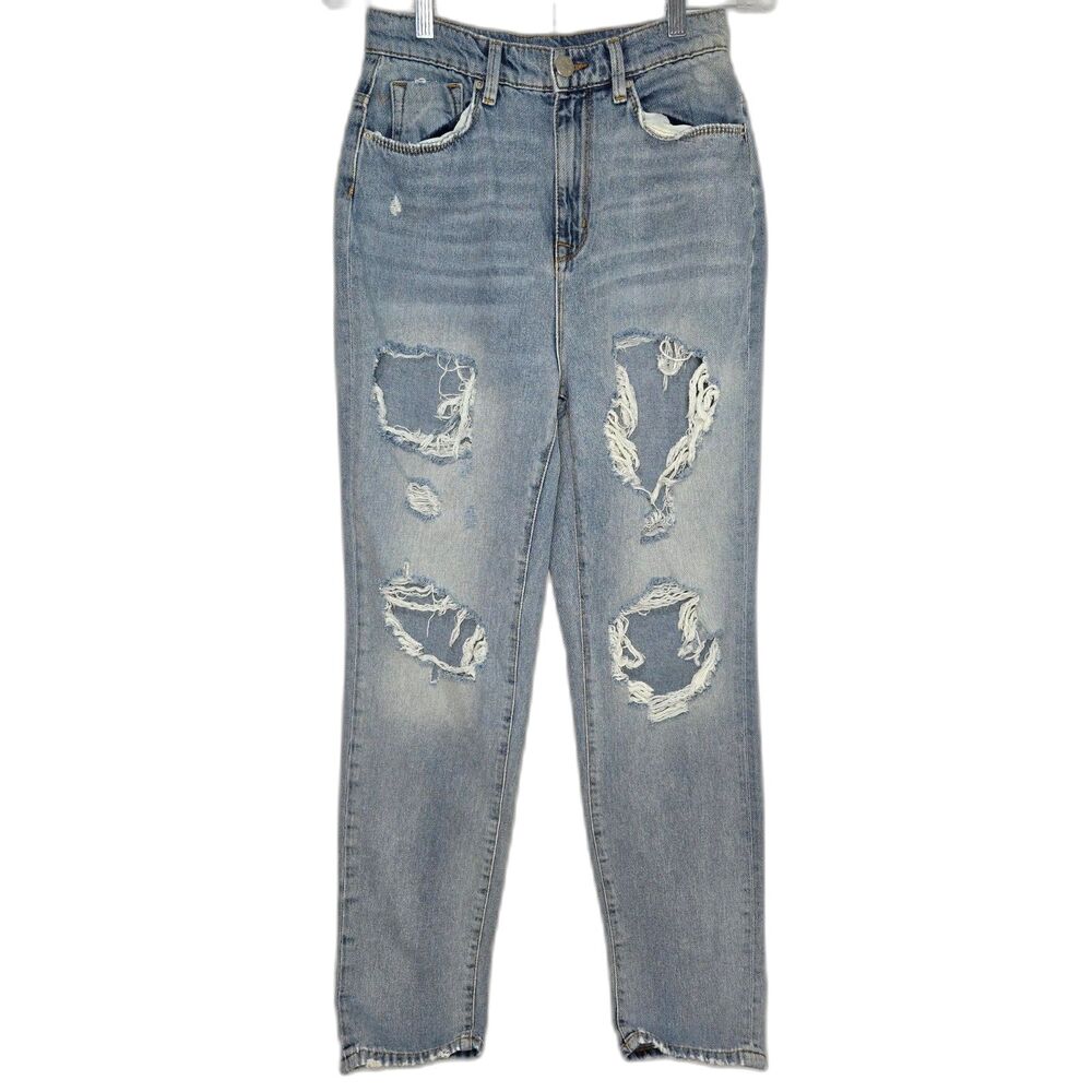 BDG Mom High Rise Distressed Jeans | Women's Size 28W - FITS 26W | Light Wash